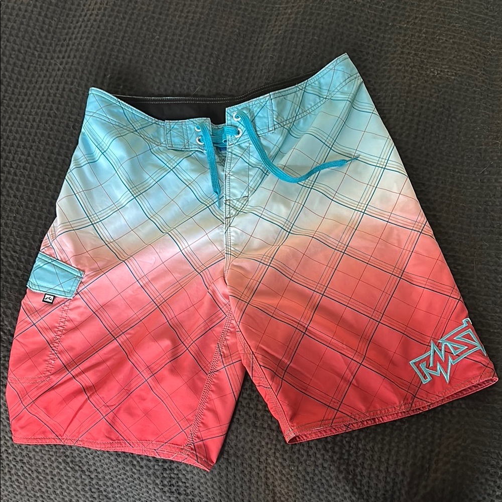 Rusty Red and Blue Gradient Board Shorts